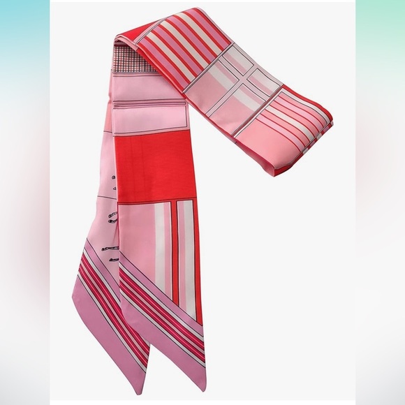 Purse Pony scarf Pink and Red Horse Print Scarf like designer for your handbag - Picture 3 of 4